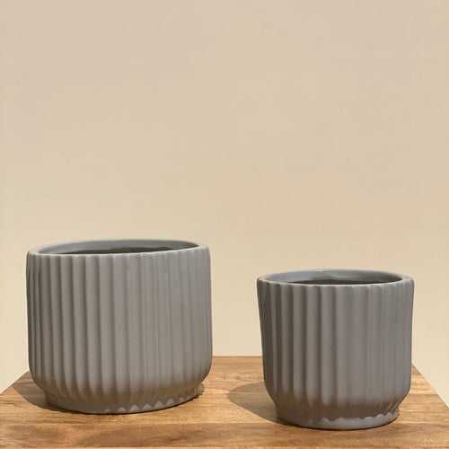 Ribbed Ceramic Pot Planter - Medium