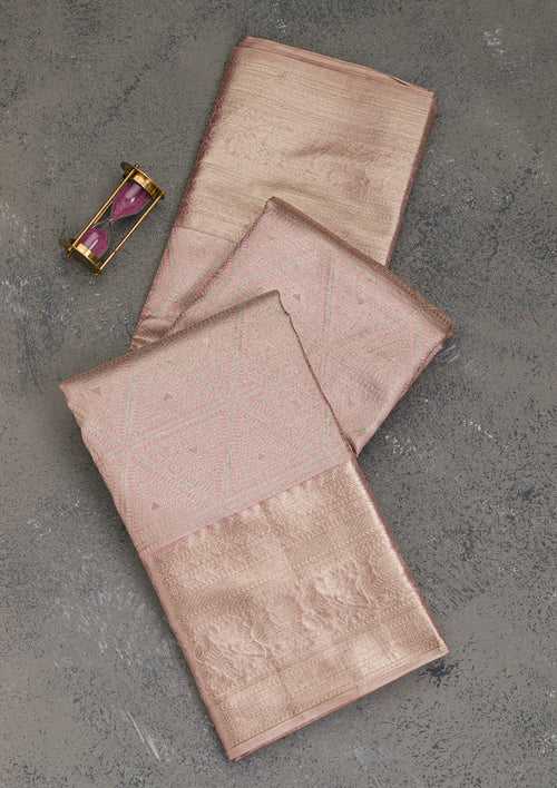 Baby Pink Zariwork Pure Silk Saree