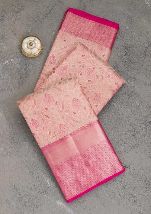 Beige Zariwork Pure Silk Saree