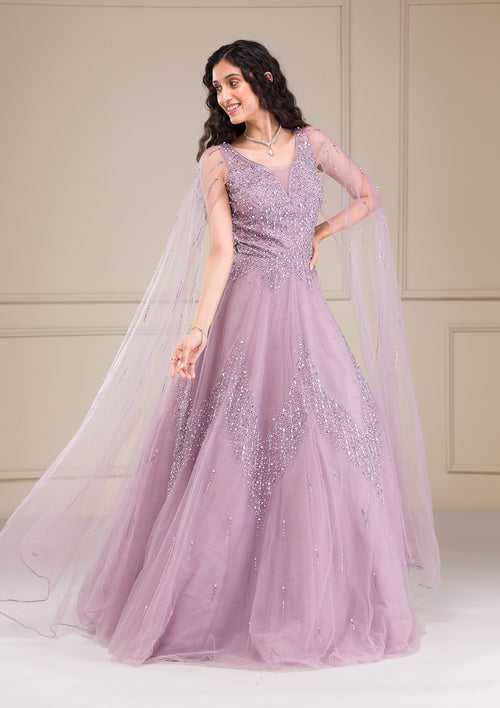 Lavender Stonework Net Gown