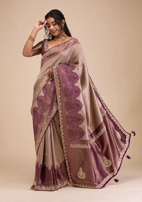 Lavender Stonework Soft Silk Saree