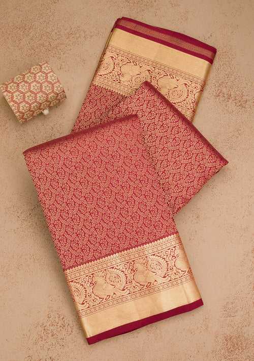 Maroon Zariwork Pure Silk Saree