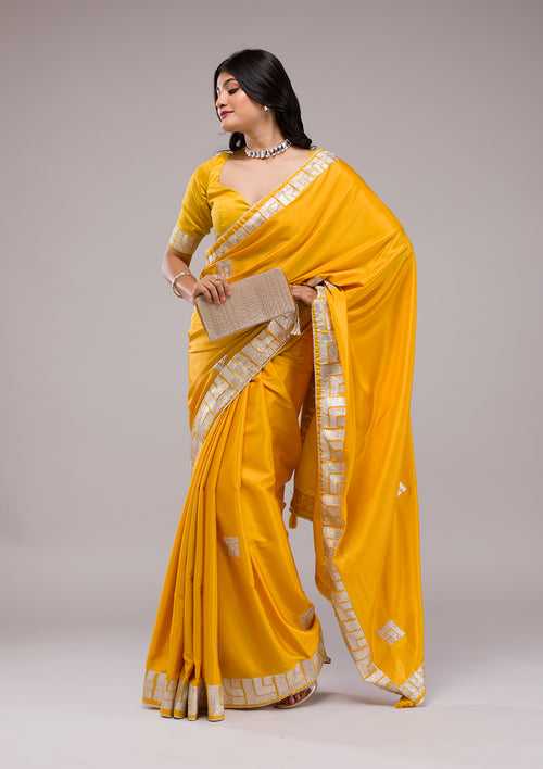 Mustard Zariwork Semi Crepe Saree