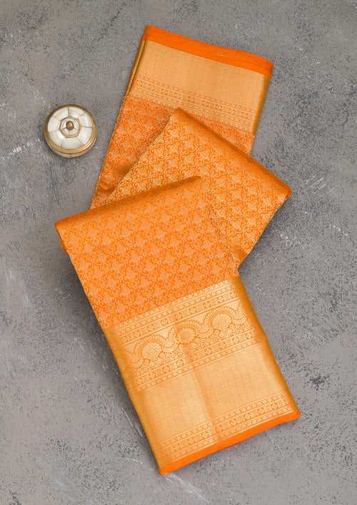 Orange Zariwork Pure Silk Saree