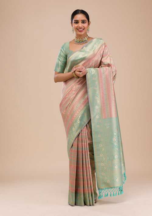 Pink Zariwork Silk Saree