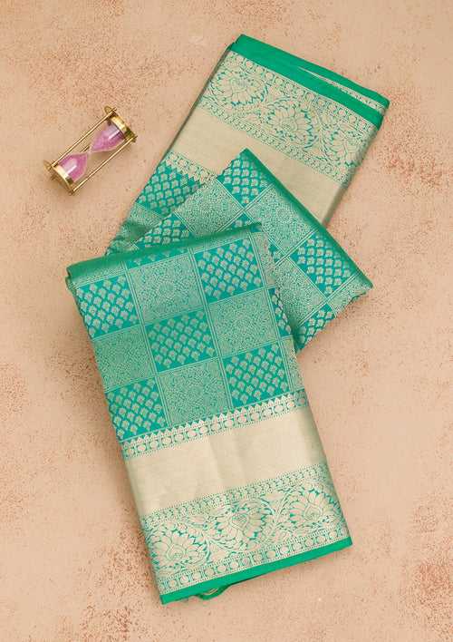 Rama Green Zariwork Pure Silk Saree