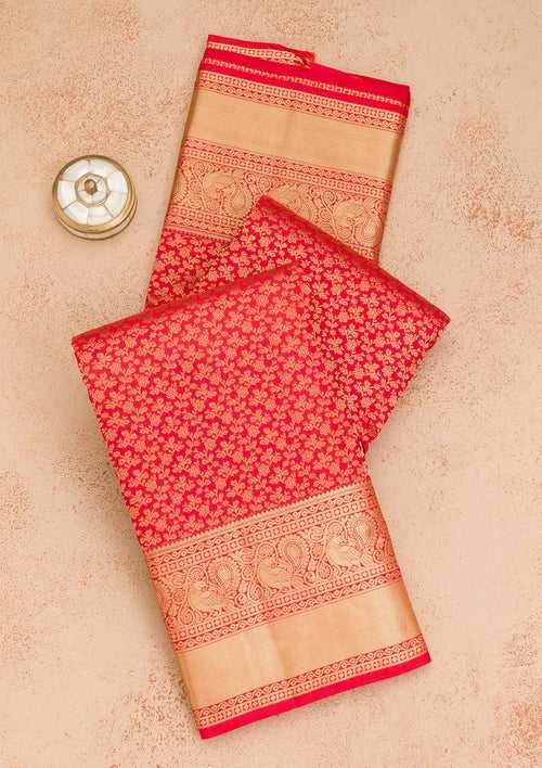 Red Zariwork Pure Silk Saree