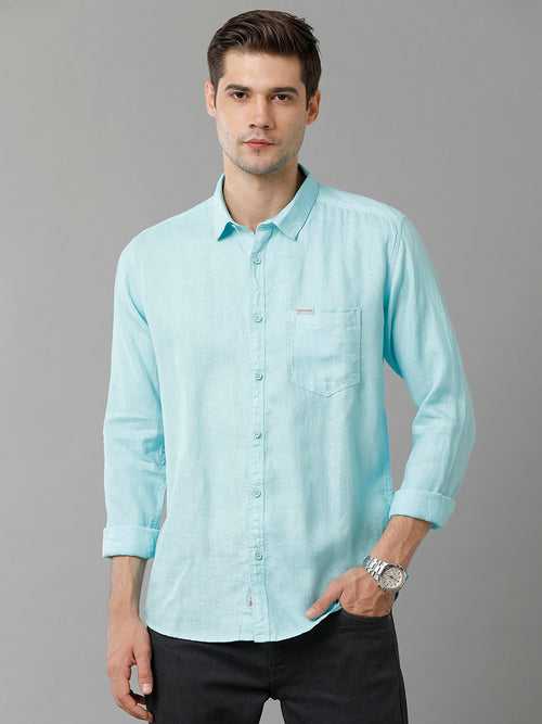 Men Blue Slim Fit Opaque Casual Shirt