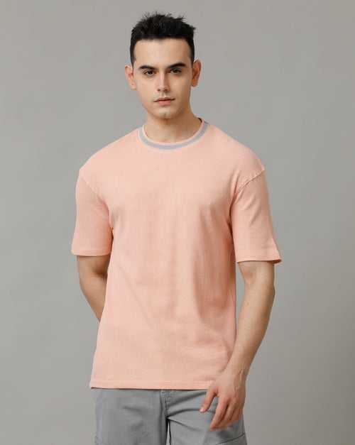 Voi Jeans Mens Dusty Pink Boxy Fit Cotton T-Shirt