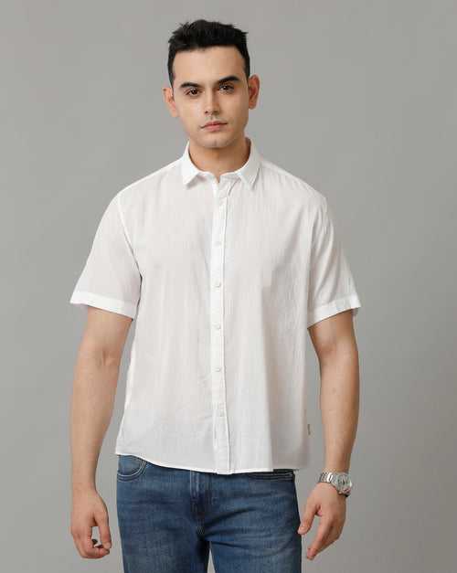 Voi Jeans Mens White Boxy Fit Shirt