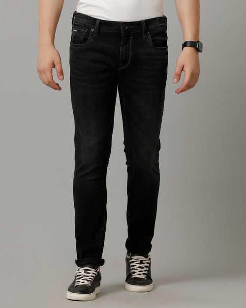 Voi Mens Black Track Skinny Cotton Poly Jeans