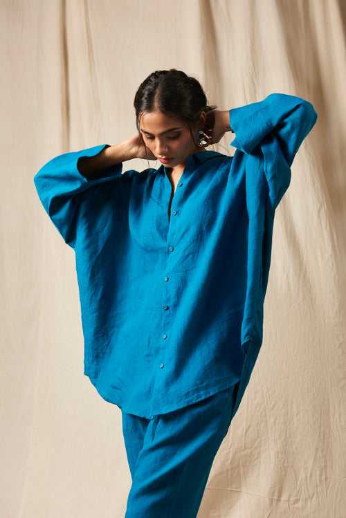 Indus Linen Oversized Flared Shirt Set