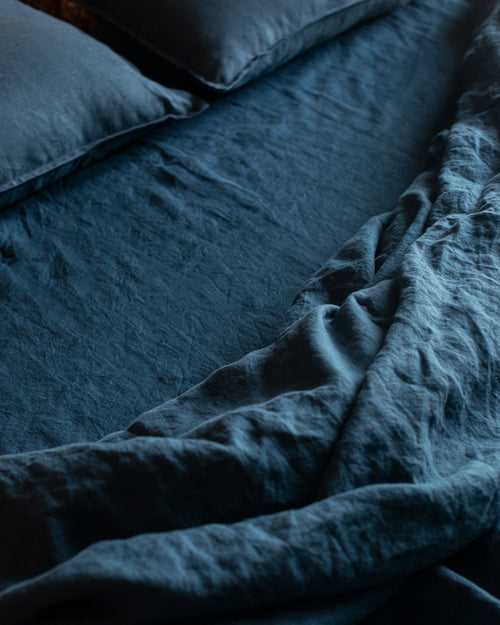 Indigo Linen Flat Sheet