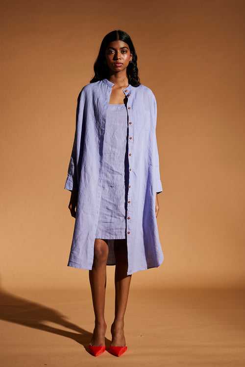 Jacaranda Linen Shirt Dress