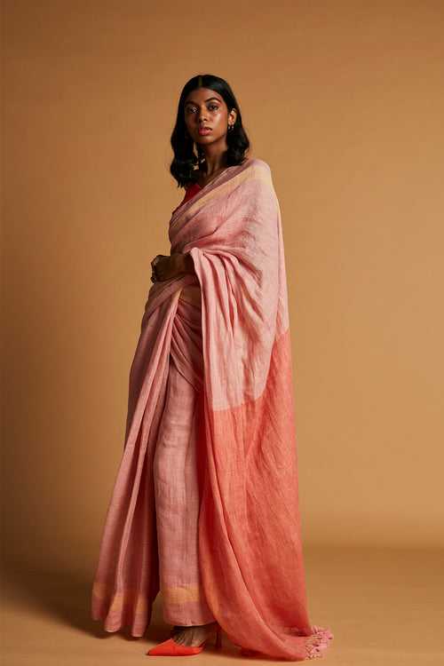 Candy Floss Linen Saree