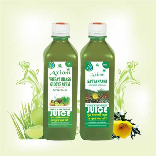 Axiom Anti-Ageing Combo of Satyanashi Juice 500ml+Wheatgrass Giloye Stem 1000ml