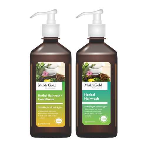 Axiom Mukti Gold Combo of herbal Hairwash 400 ml (dispenser) and Herbal Hairwash with Conditioner 400ml (dispenser)