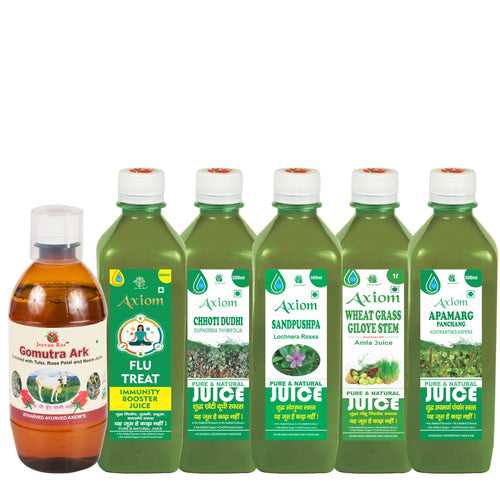 Malignant Disease Combo (Gomutra Ark 500ml + Flu Treat Juice 500ml + Chhoti Dudhi Juice 500ml + Sandpushpa Juice 500ml + Wheatgrass Giloye Stem Juice 1000ml + Apamarg Juice 500ml)