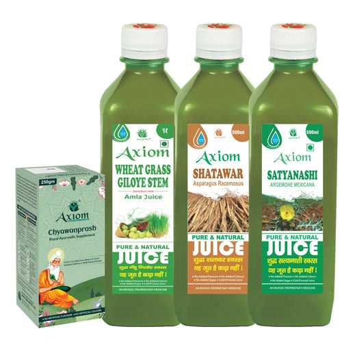 Anti Ageing Combo (Chyawanprash 250g + Wheat Grass Giloye Stem 1000ml + Shatawar 500ml + Satyanshi 500ml)