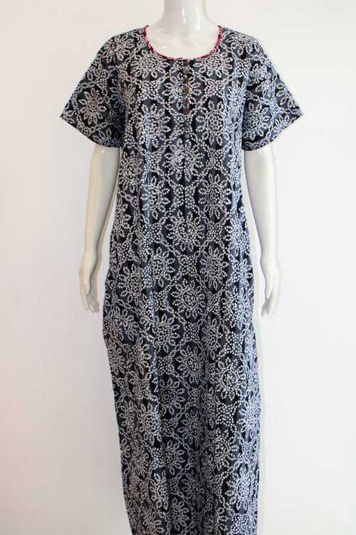 Pure Cotton Maxi NIght Dress with Pocket  | XL