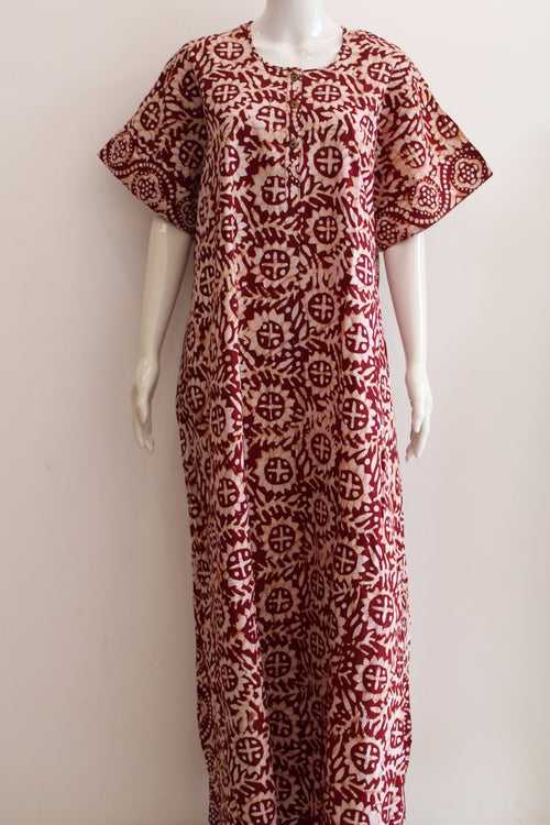 Pure Cotton Maxi Night Dress with Pocket  | XL