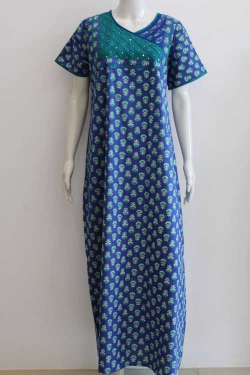 Pure Cotton Maxi Night Dress with Pocket | Large