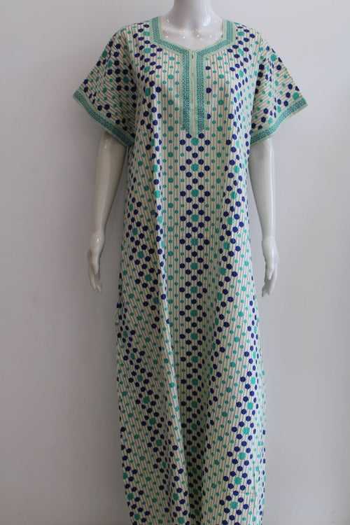 Pure Cotton Printed Maxi Night Dress with Pocket | XL