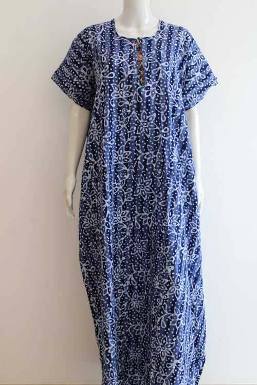 Pure Cotton Printed Maxi night dress with Pocket | XXL