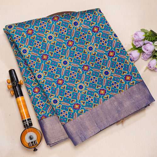 Dark blue pure Tussar silk saree