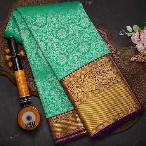 Rama Green Pure kanjivaram Brocade Silk Saree