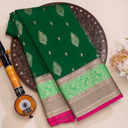 Bottle Green Semi Silk Saree