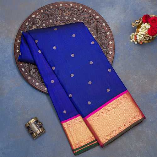 Navy Blue Pure Kanjivaram Silk Saree