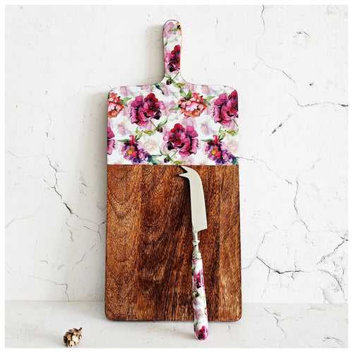 Cheese Board & Knife Set - Country Rose