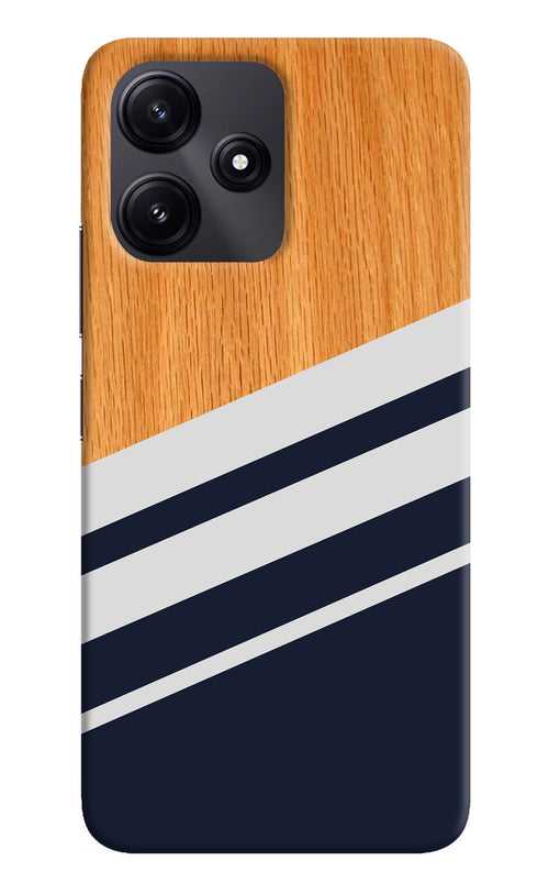 Blue and white wooden Poco M6 Pro 5G Back Cover