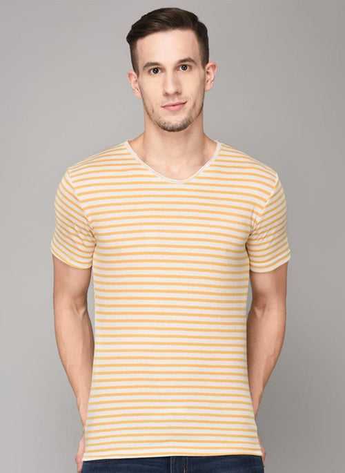 Yellow striped V-Neck T-shirt