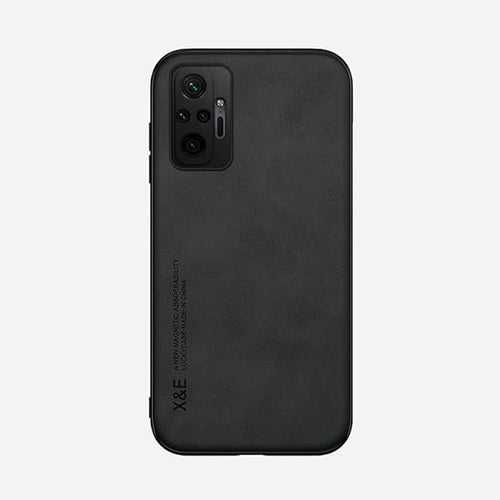 Raised Edges Black Leather Case for Redmi Note 10 Pro Max