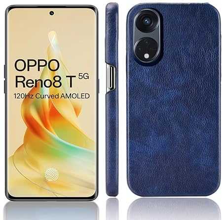 Raised Edges Blue Leather Case for Oppo Reno 8t