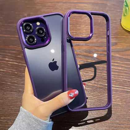Deep Purple Metal Safe Transparent Case for Apple iphone 14 Pro Max