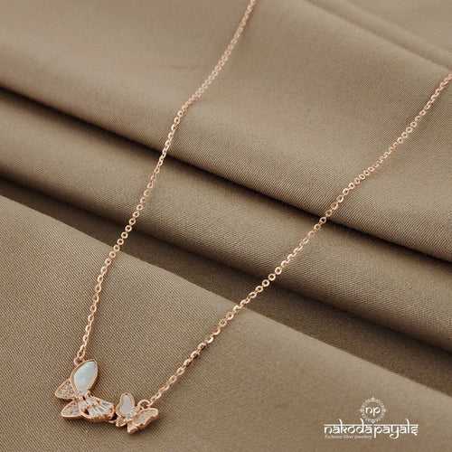 Dual Butterfly Rosegold Neckpiece (St2273)