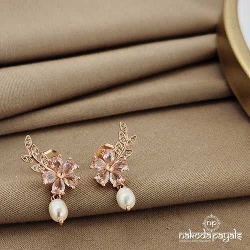 Pinkish Leafy Floral Earrings (St2295)