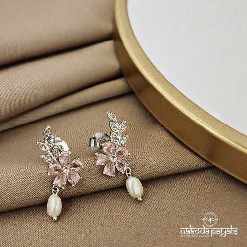 Pinkish Leafy Floral Earrings (St2298)