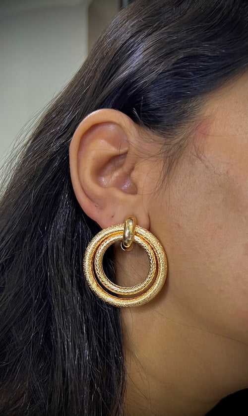 Double Hoop Textured Earrings