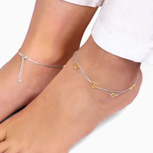 Dual Tone United Hearts Anklet