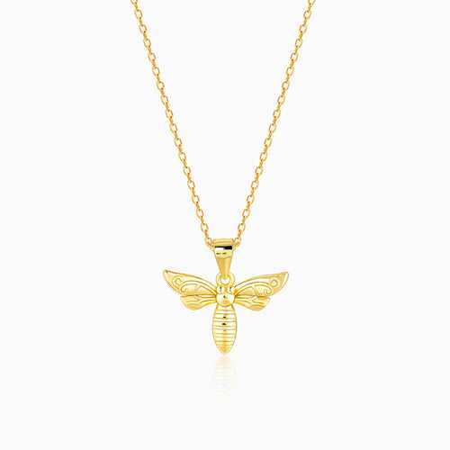 Golden Bumble Bee Pendant With Link Chain