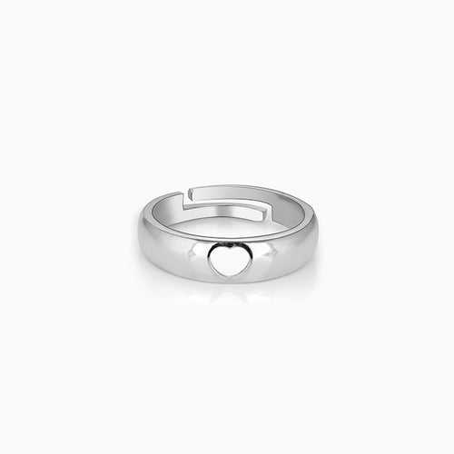 Silver Hollow Heart Ring