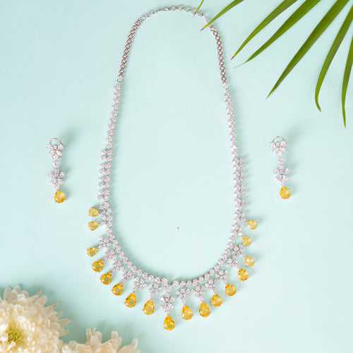 Jelsa Topaz Diamond Necklace Set