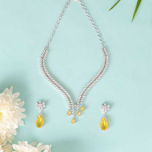 Jeshna Topaz Diamond Necklace set