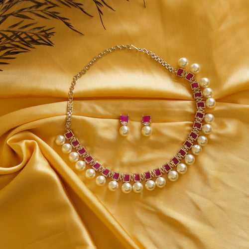 Diana Pearl Ruby Necklace set