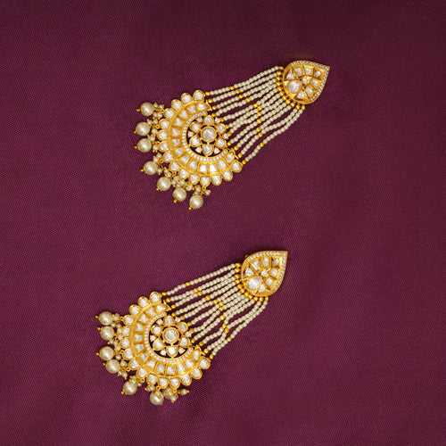 Inaya pearl String Kundan Earrings
