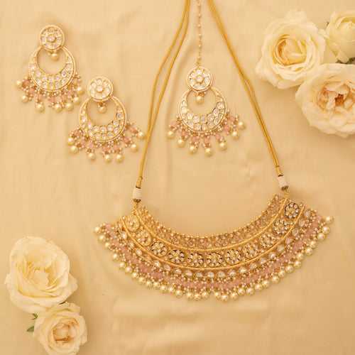 Zaheen Pink Kundan Bridal Set